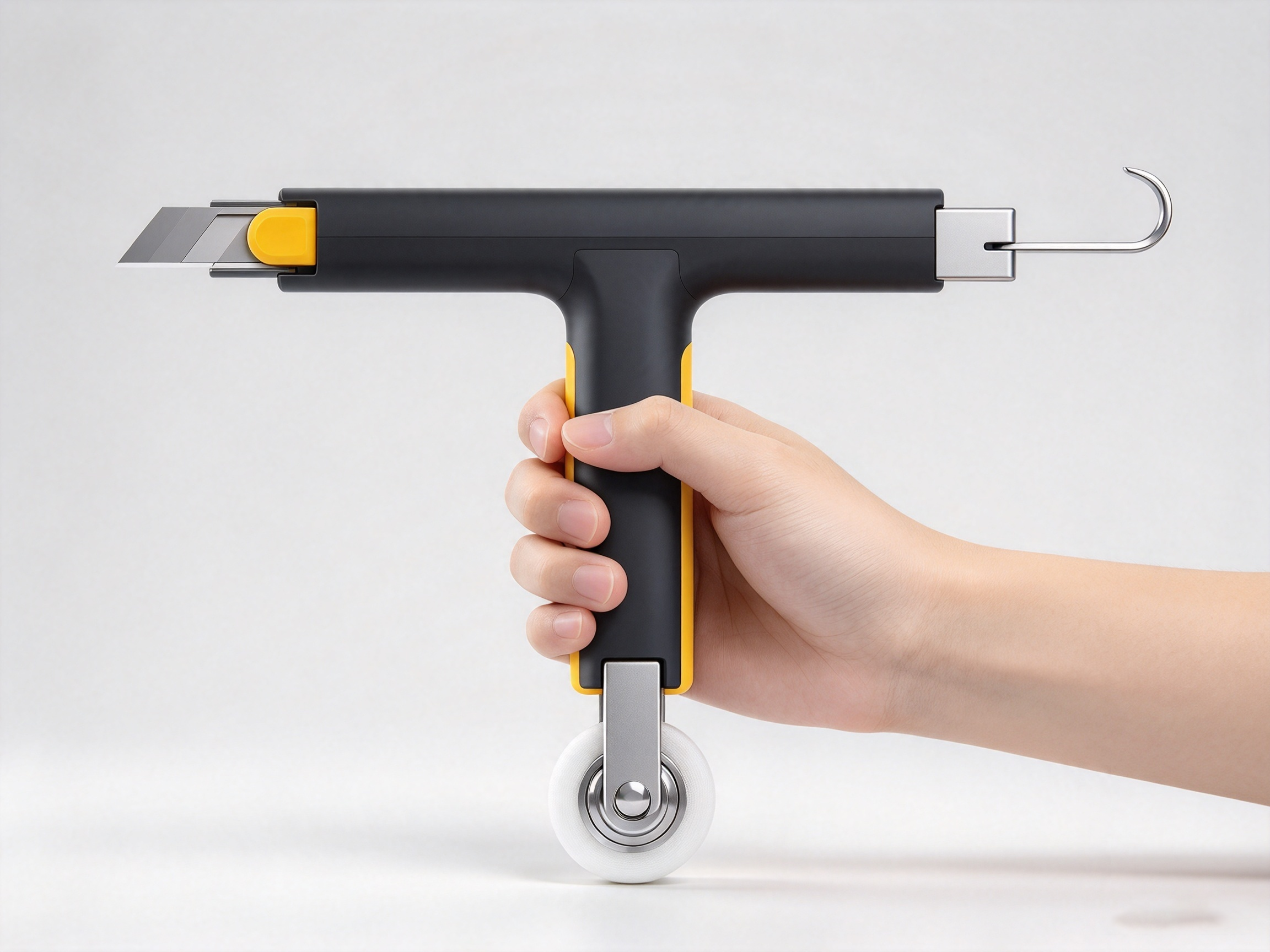 Three-in-one work of screen window installation tool and screen window pressure strip roller tool，