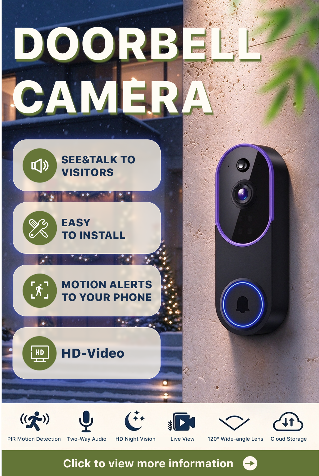 Intelligent visual doorbell，Wireless doorbell，Smart home，2 open camera，