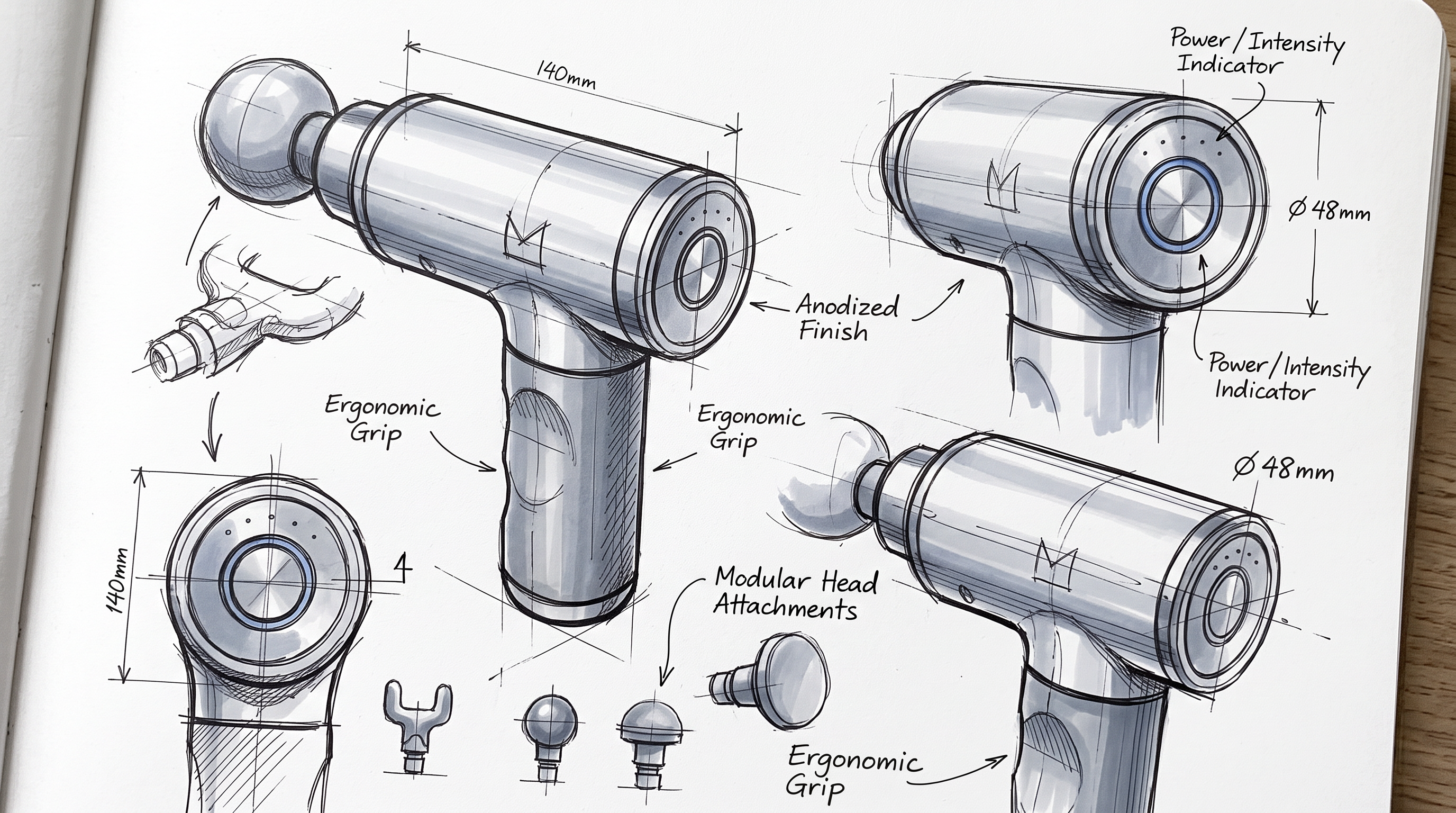 Fascia gun，Personal health care，industrial design，CMF design，Structural design，