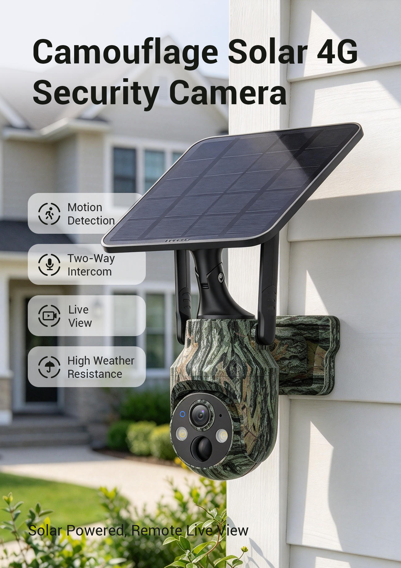 4G Solar Camera，Outdoor Security Camera，Solar surveillance camera，No WiFi monitoring，