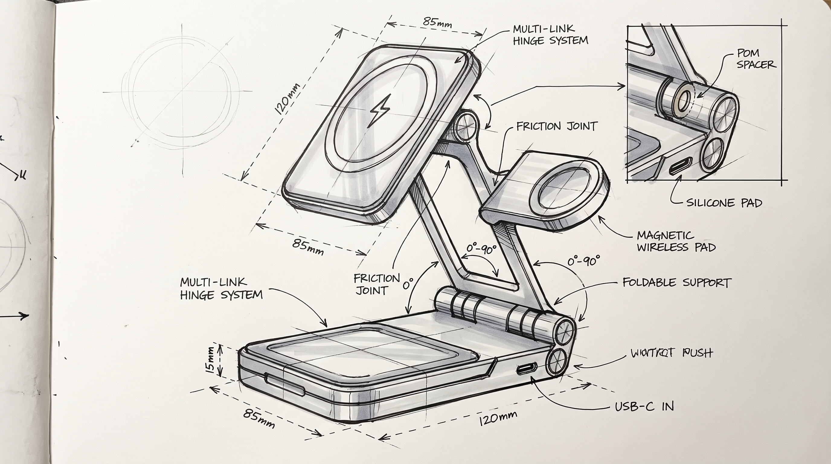 wireless charger ，3C digital，industrial design，Structural design，CMF design，Desktop Aesthetics，product design，