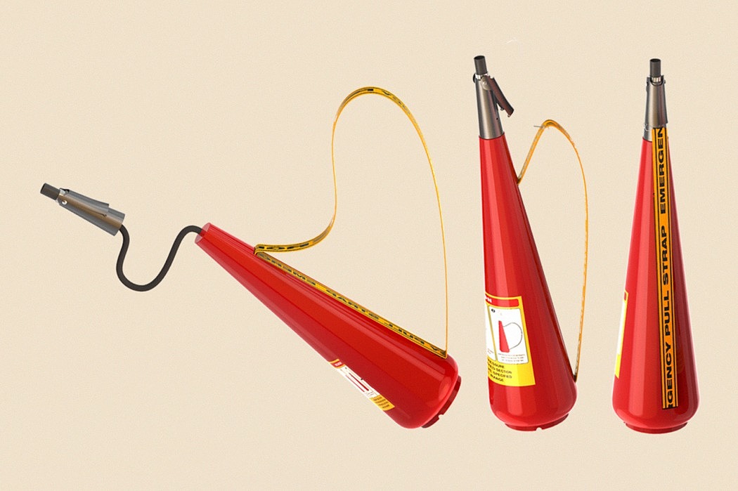 tool，Oblique back，Shoulder strap，Fire Extinguisher，