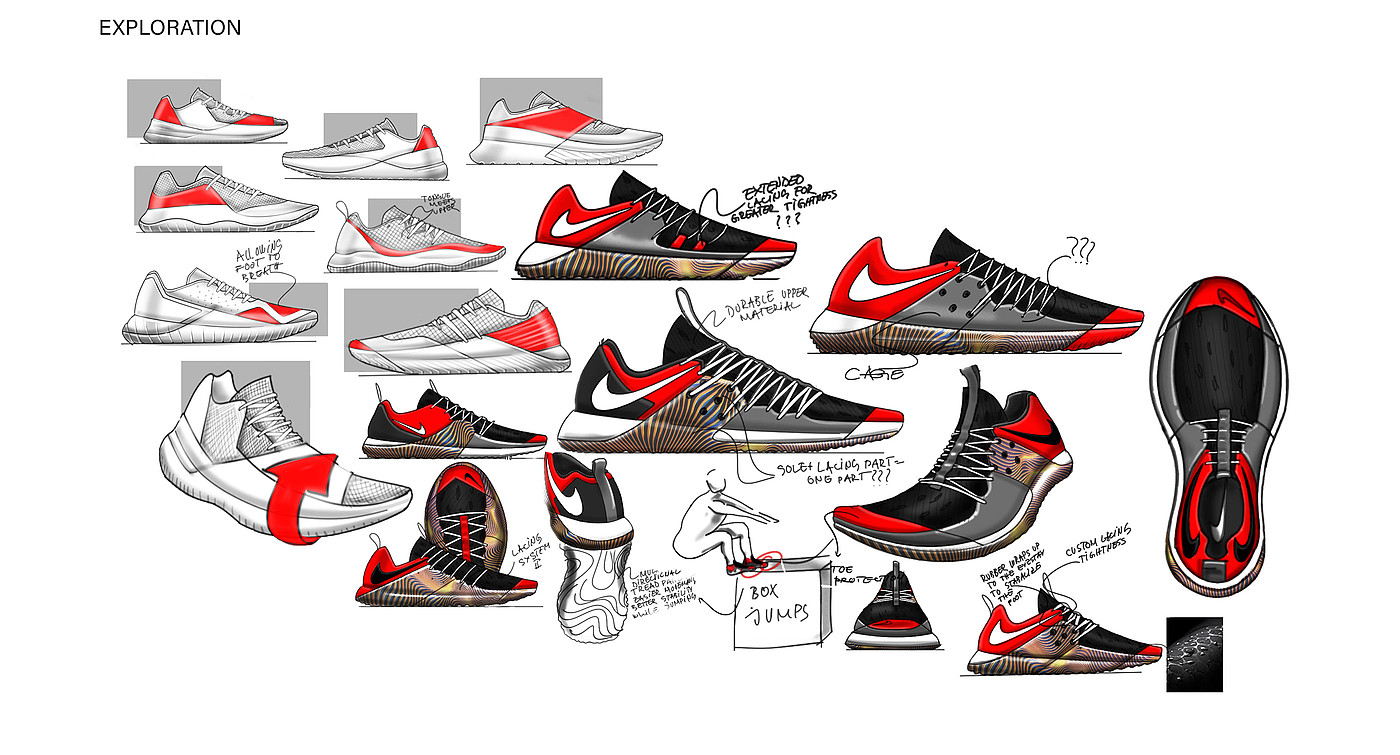 nike，Running shoe design，Hand drawn sketch，
