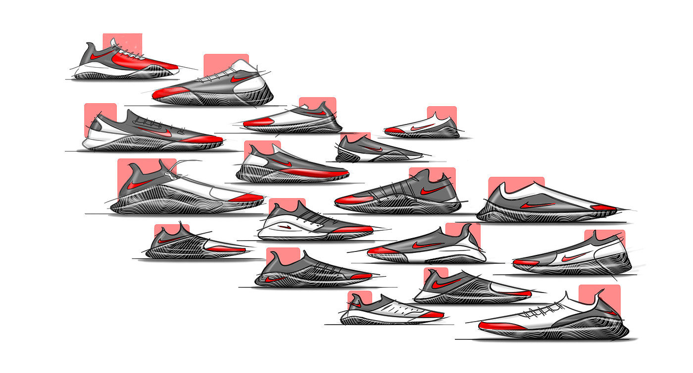 nike，Running shoe design，Hand drawn sketch，