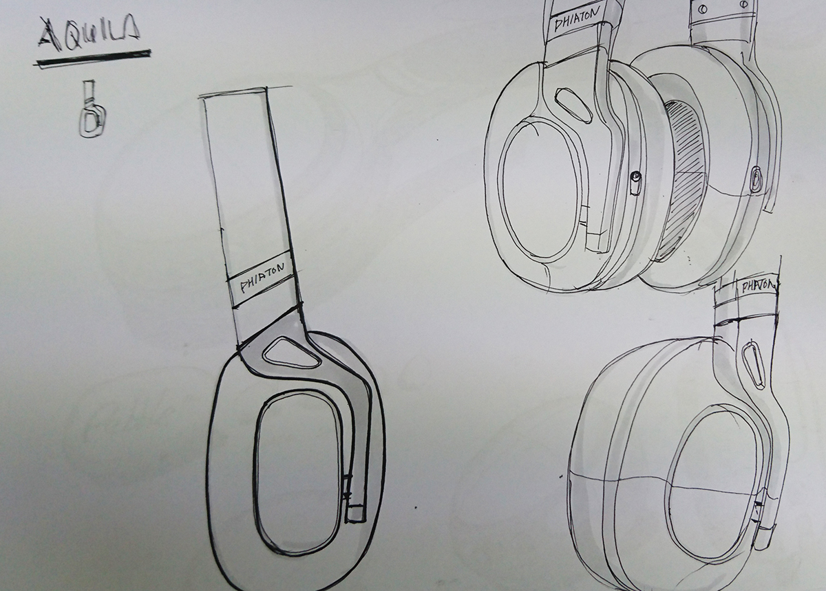 Hand drawn sketch，Rendering，Concept headset，Mark Jin，