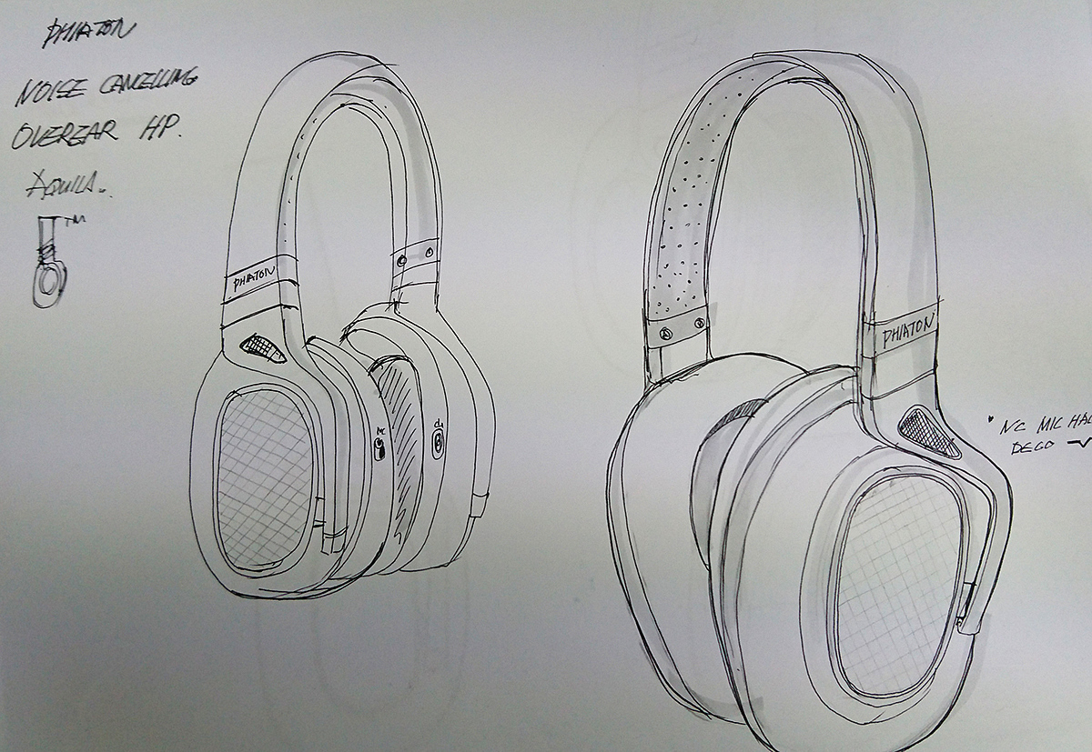 Hand drawn sketch，Rendering，Concept headset，Mark Jin，