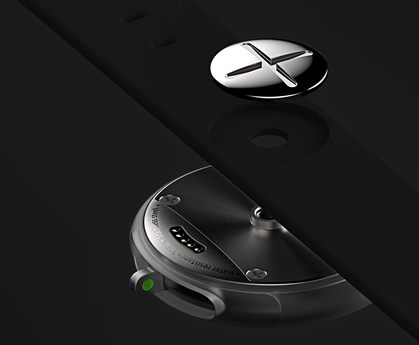 Wrist watch，Wristwatch，Pebble watch，black，