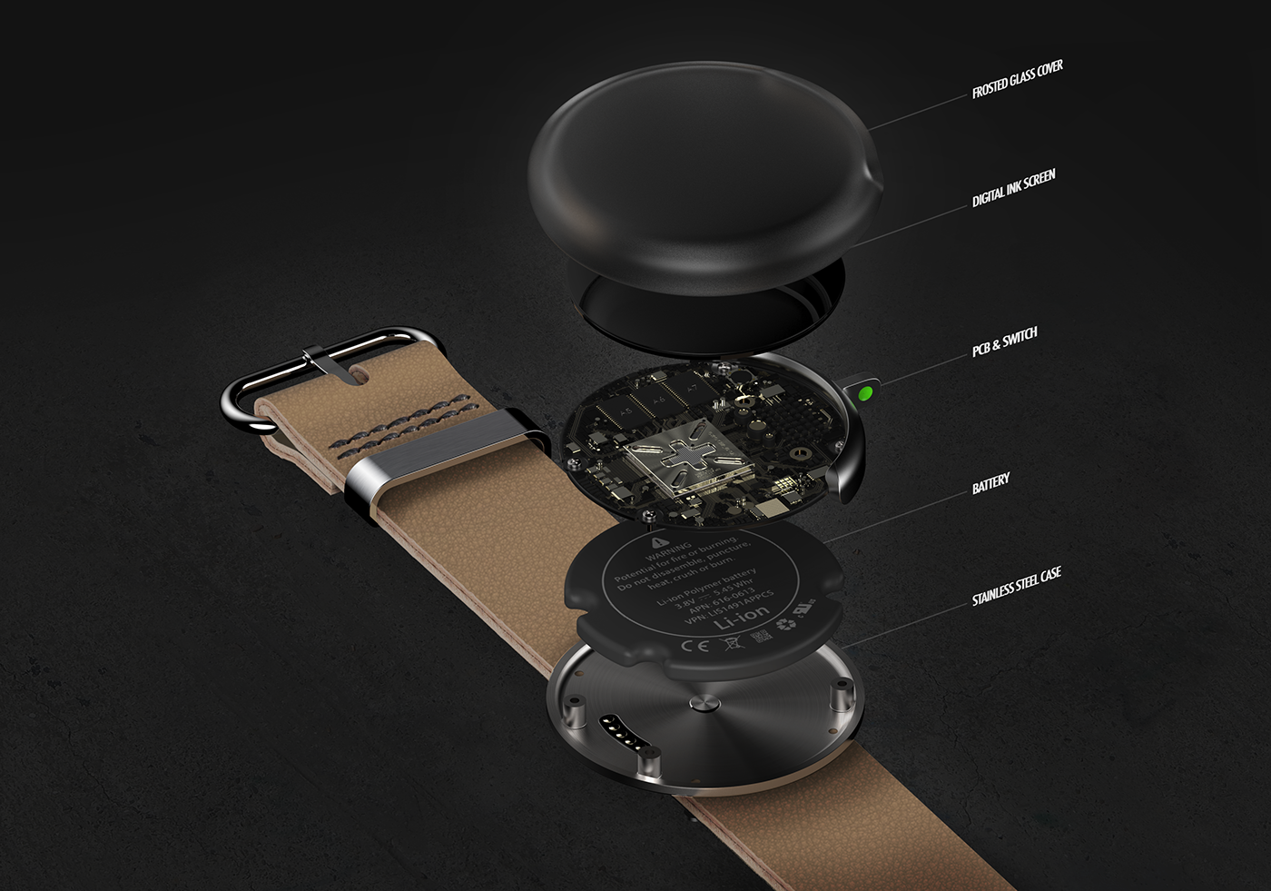 Wrist watch，Wristwatch，Pebble watch，black，