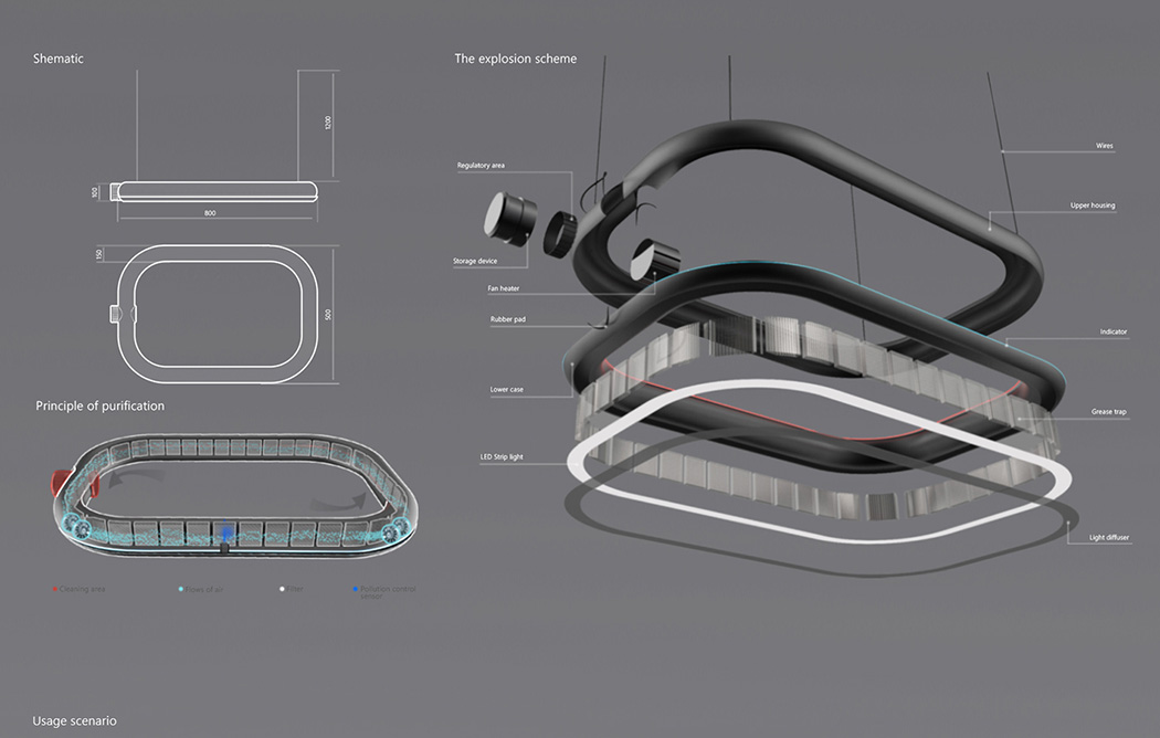 ufo，Range hood，black，kitchen，Smoke lampblack machine，