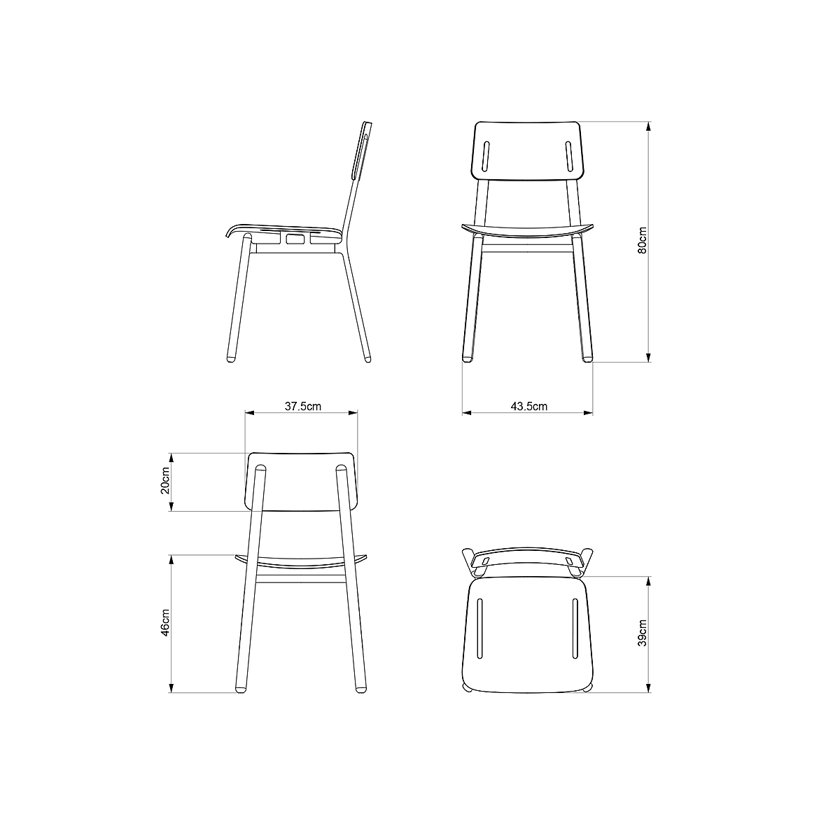 ALTONA，Plastic，flow，white，chair，chair，