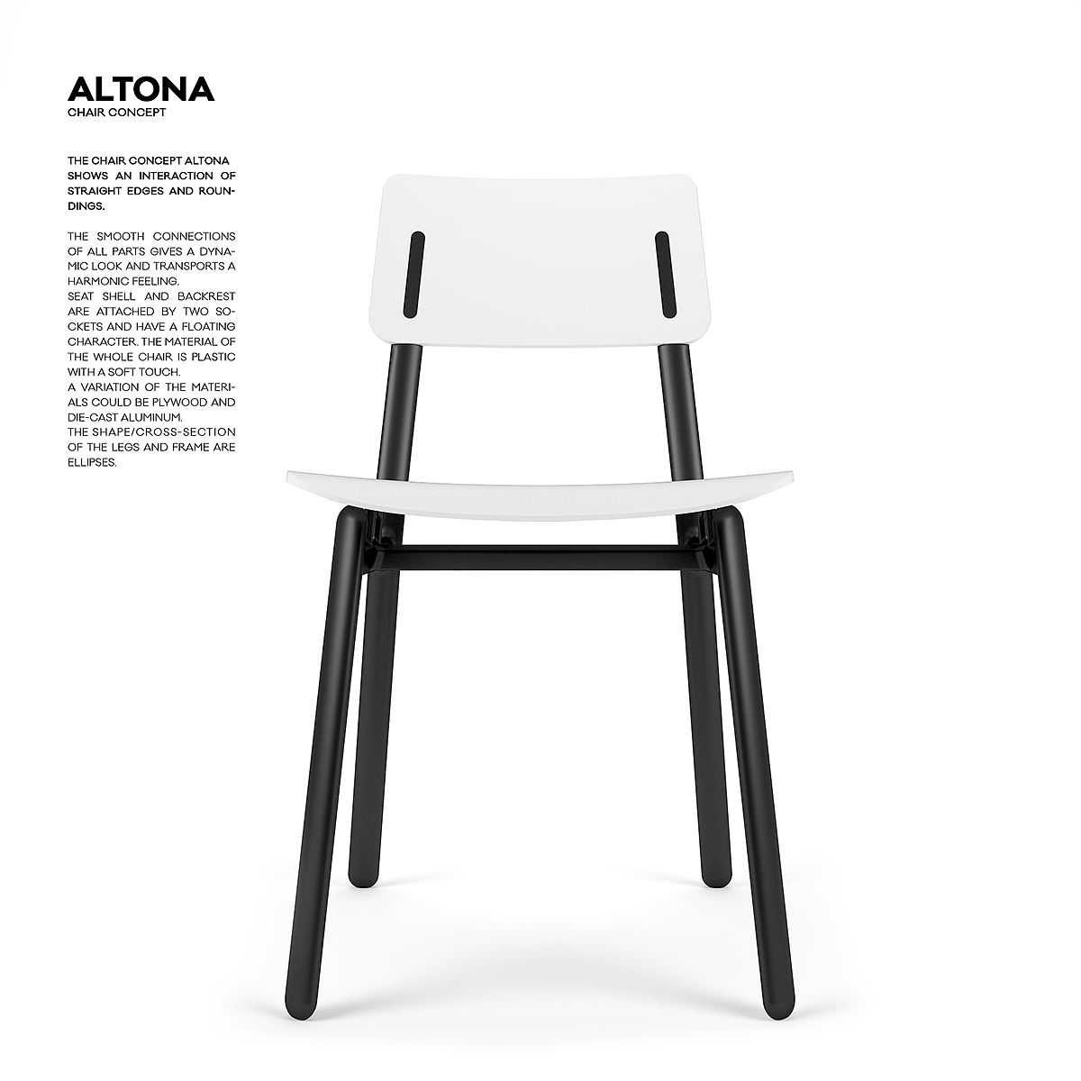 ALTONA，Plastic，flow，white，chair，chair，