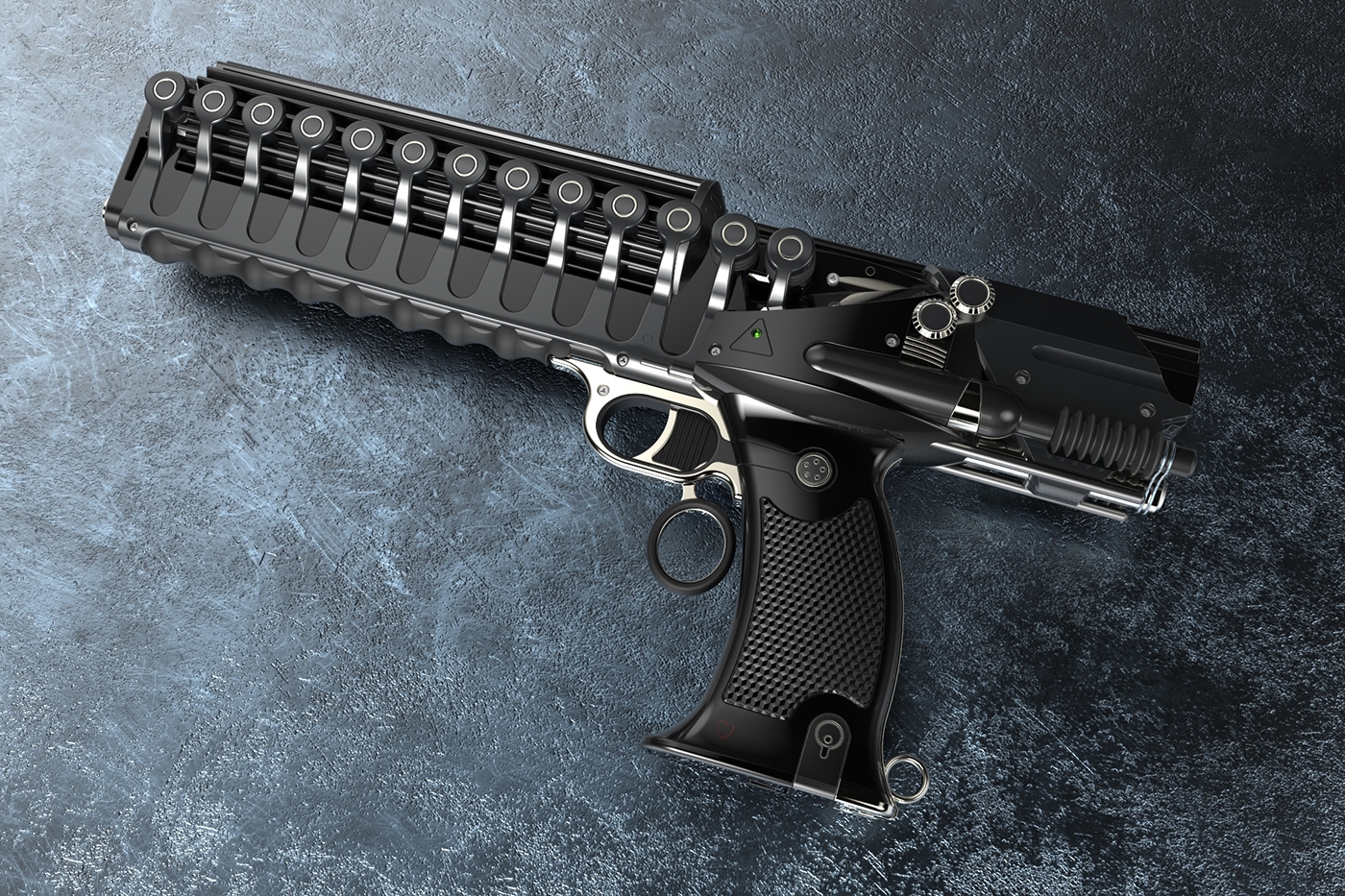 science fiction，firearms，arms，black，strong，man，