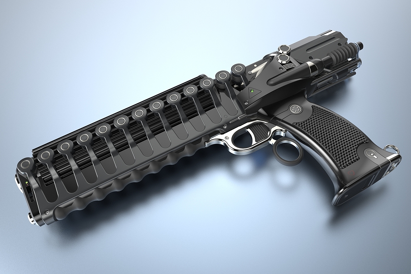 science fiction，firearms，arms，black，strong，man，
