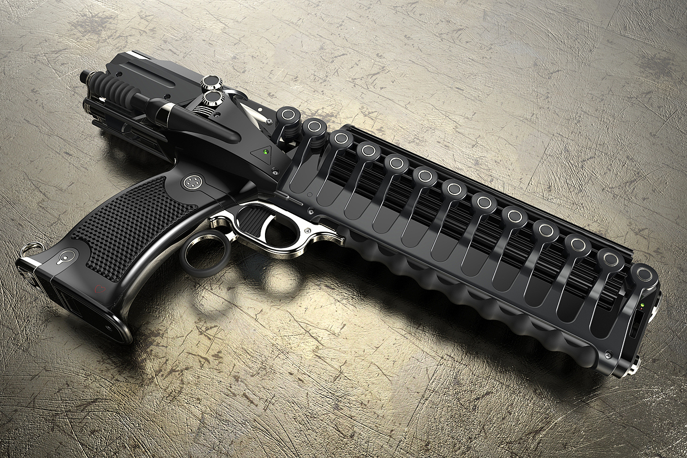 science fiction，firearms，arms，black，strong，man，