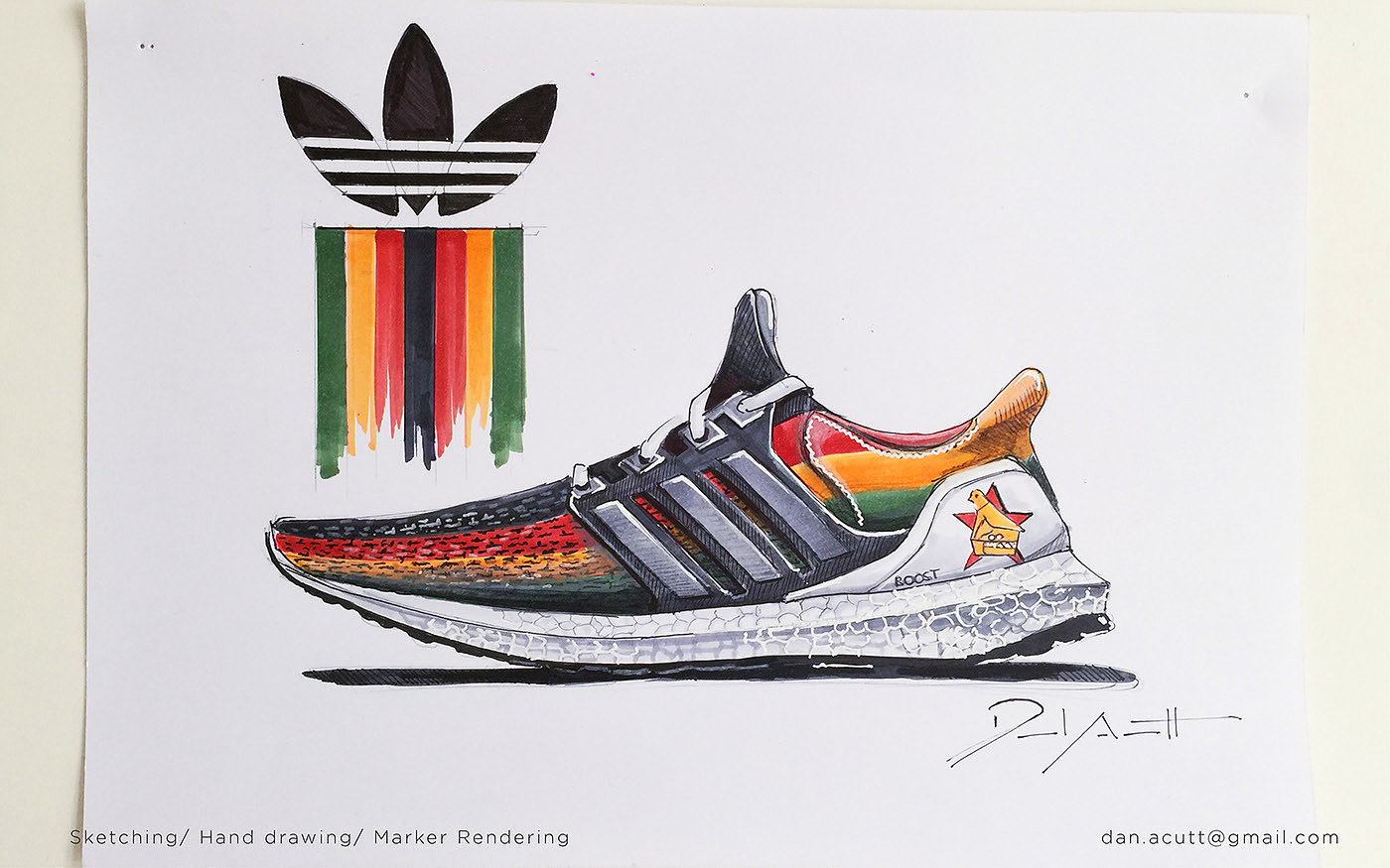 Hand drawn car，Hand painted shoes，Hand drawn，marker pen，