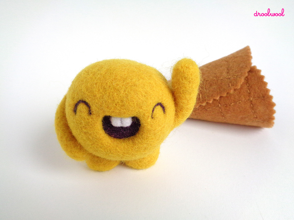 droolwool，Art，Wool felt，ice cream，Toys，yellow，