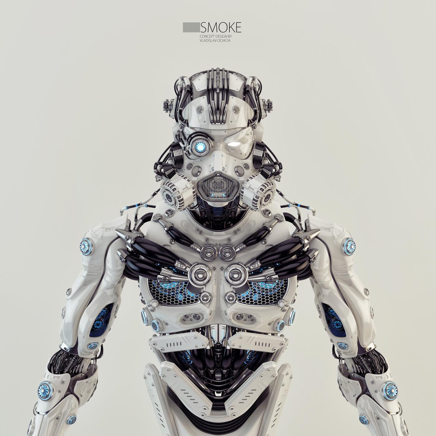 Metallic texture，smoke，robot，Render，modeling，