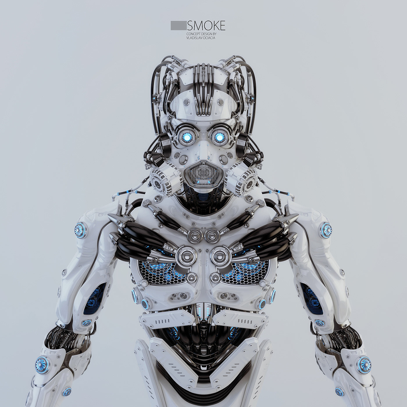 Metallic texture，smoke，robot，Render，modeling，