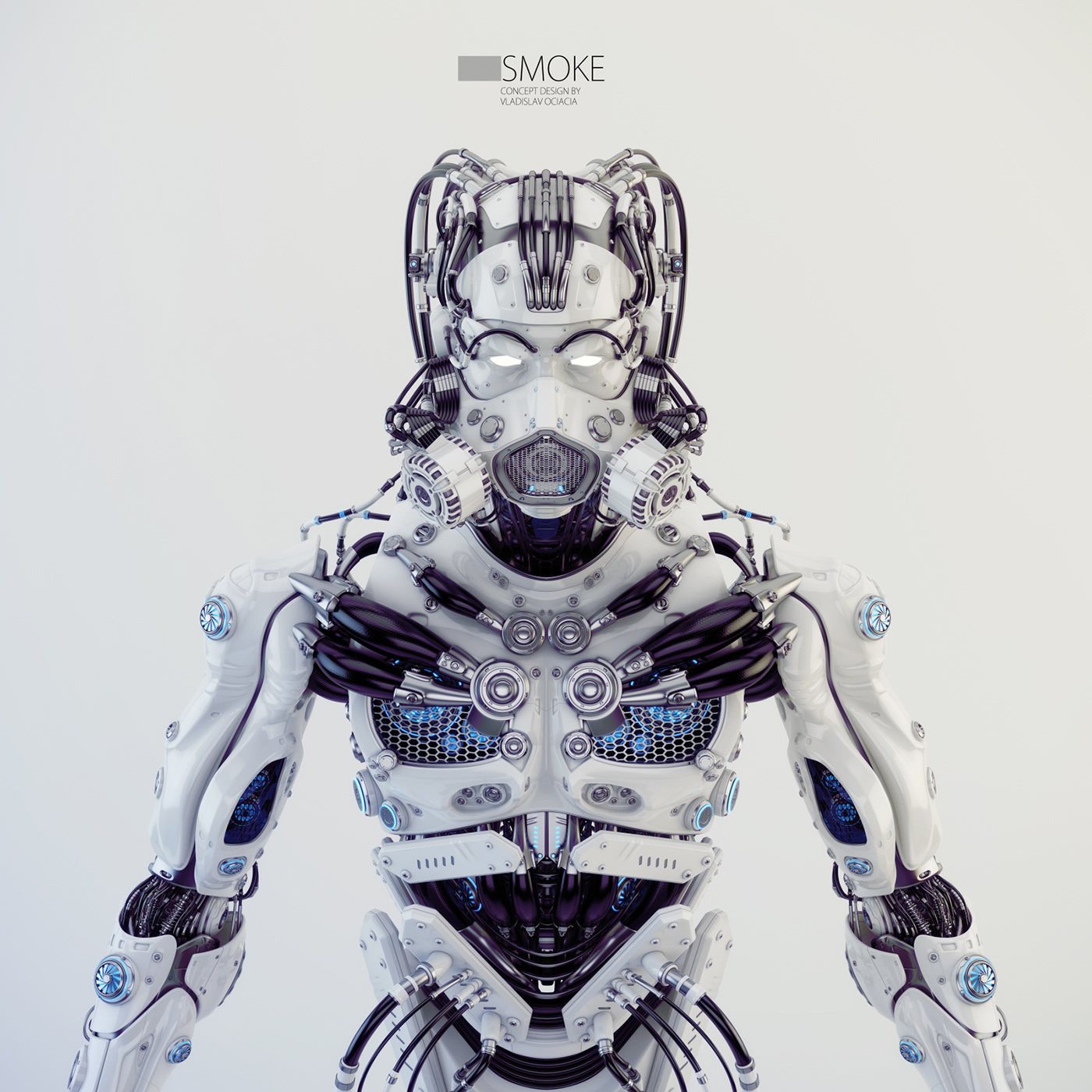 Metallic texture，smoke，robot，Render，modeling，