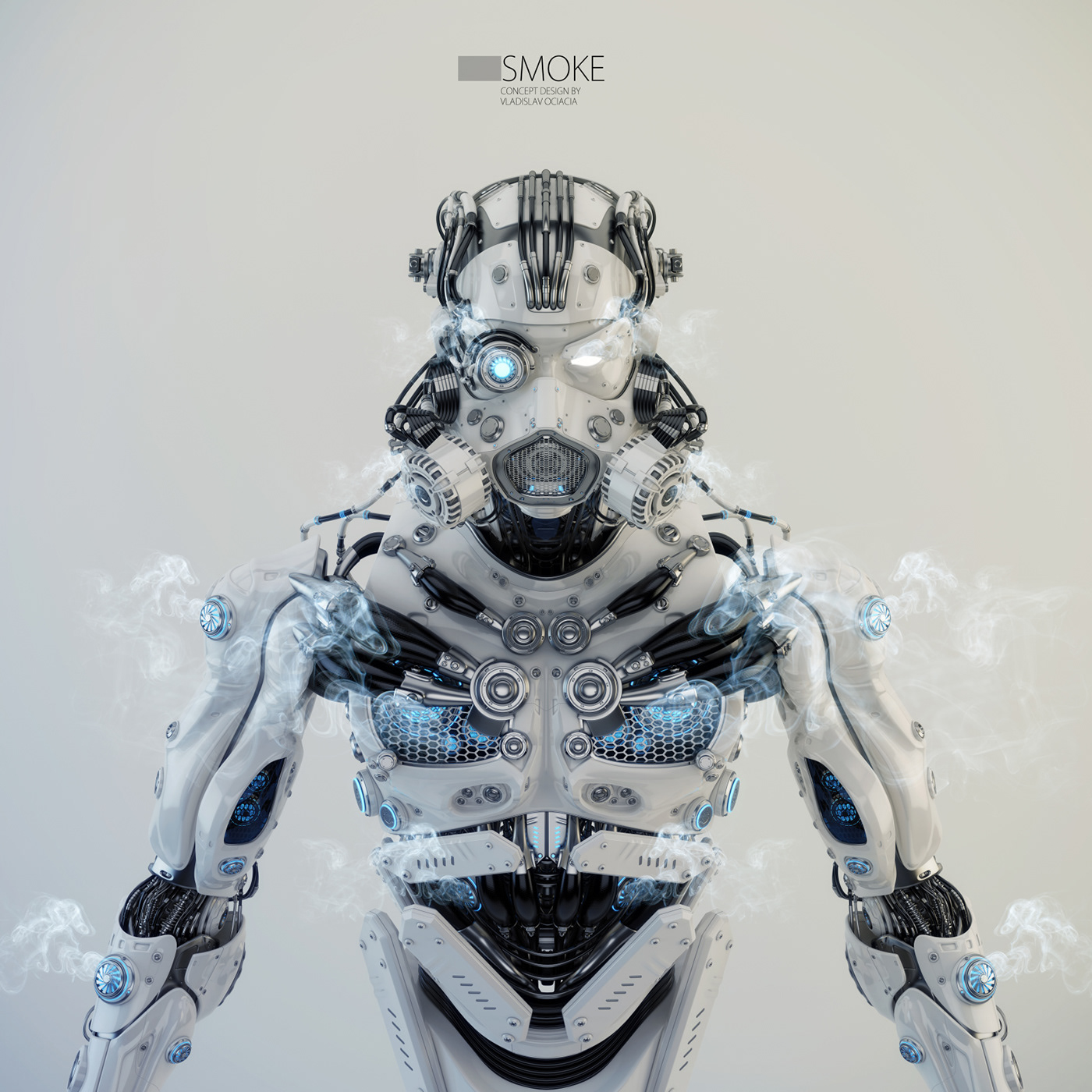 Metallic texture，smoke，robot，Render，modeling，