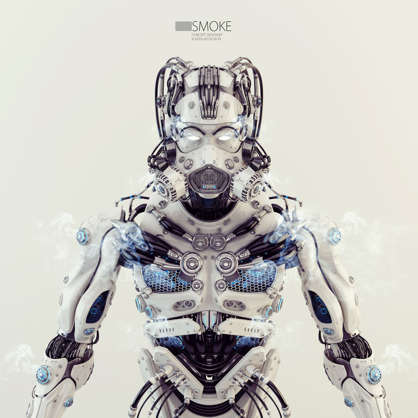 Metallic texture，smoke，robot，Render，modeling，