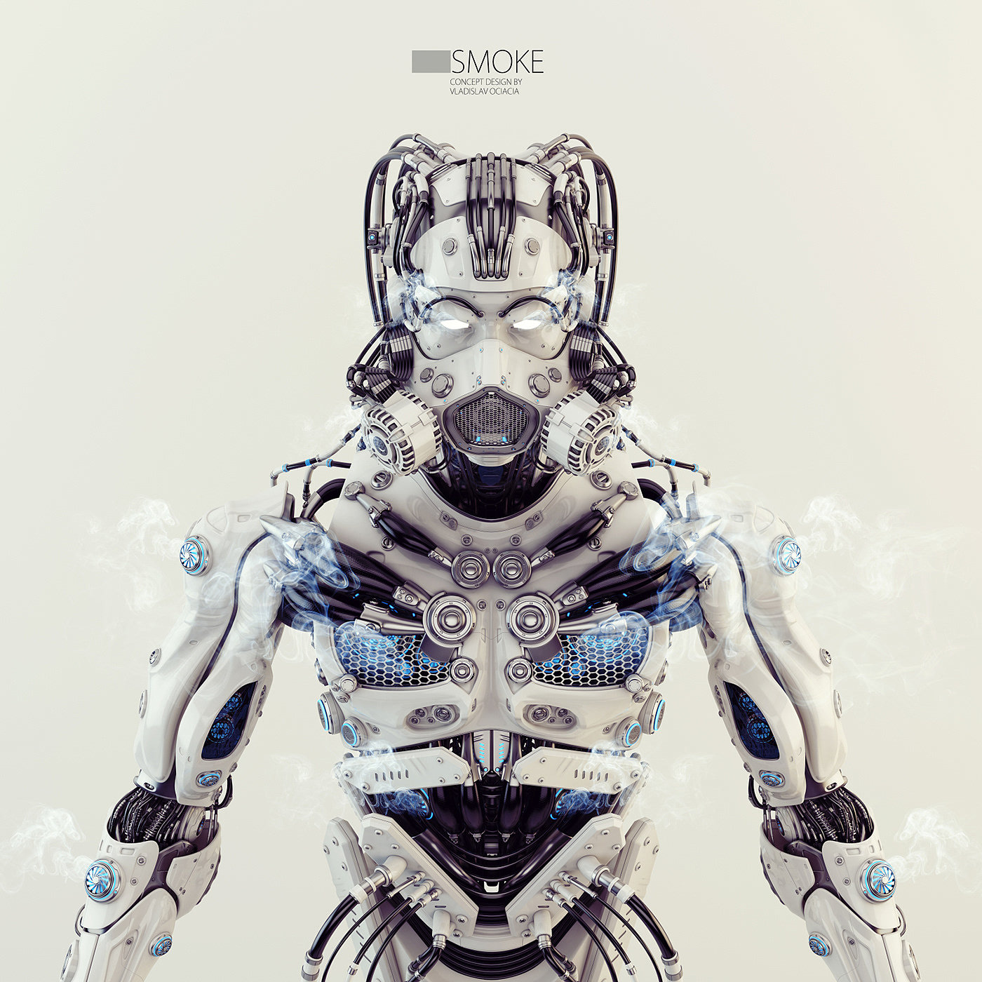 Metallic texture，smoke，robot，Render，modeling，