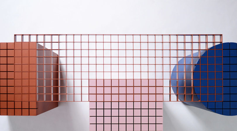 bench，Mondrian，grid，aluminium，