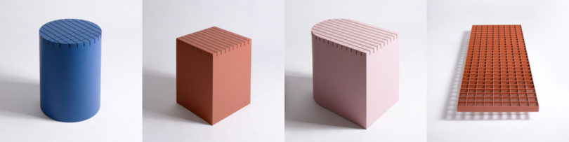 bench，Mondrian，grid，aluminium，