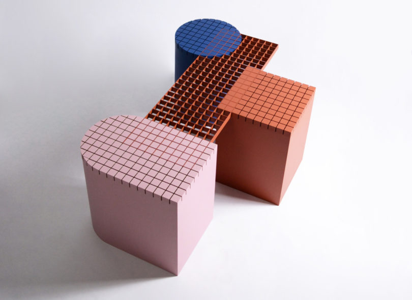 bench，Mondrian，grid，aluminium，