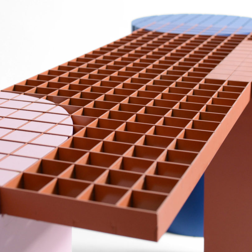 bench，Mondrian，grid，aluminium，