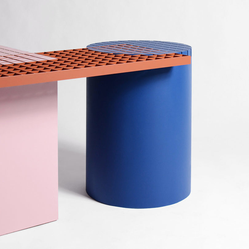 bench，Mondrian，grid，aluminium，