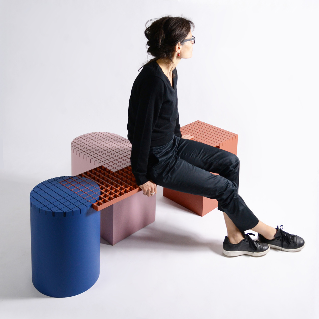 bench，Mondrian，grid，aluminium，