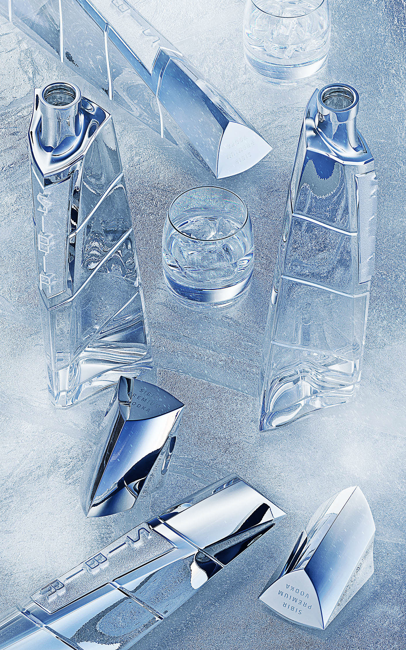 Vodka Sibir，Glass，Design，The wine bottle，Alcohol，Icebreaker，