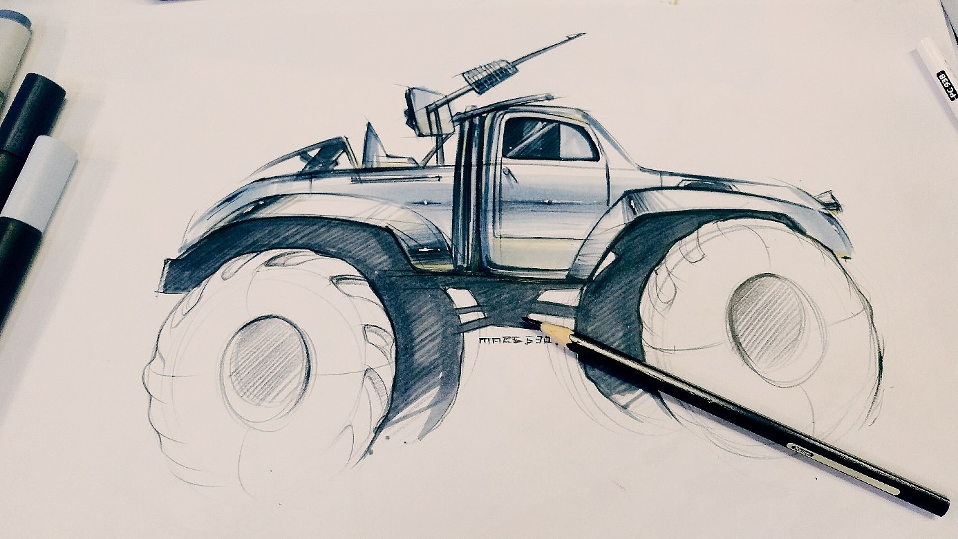 Hand drawn，Hand drawn industrial design，Hand drawn car，