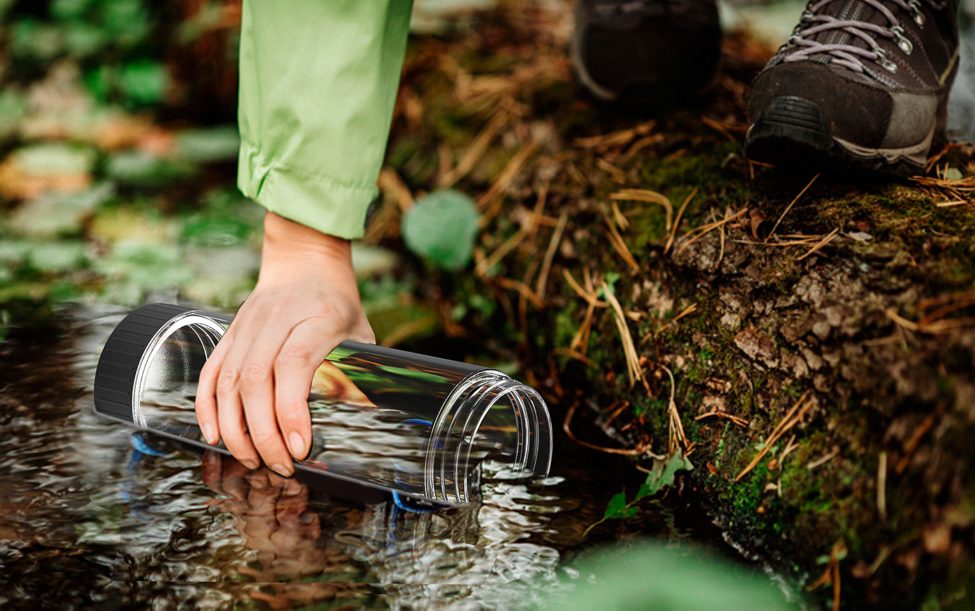 outdoors，crank，black，transparent，filter，Water bottle，