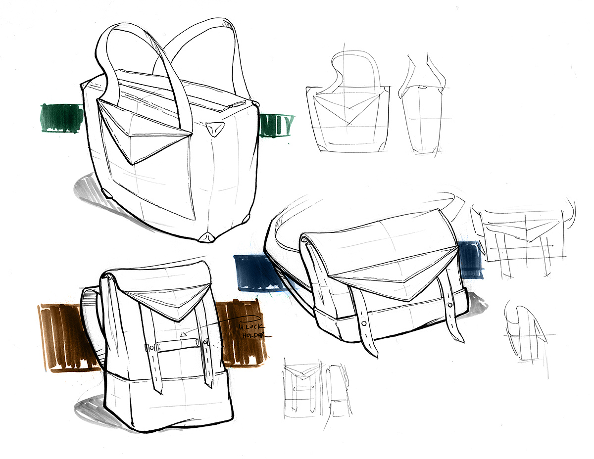 Hand drawn，knapsack，luggage and bags，