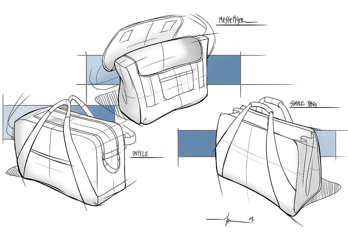Hand drawn，knapsack，luggage and bags，
