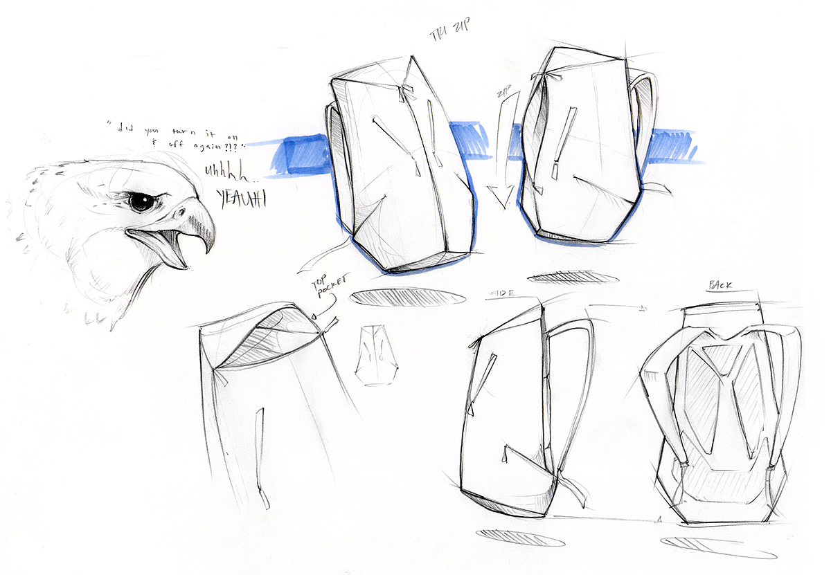 Hand drawn，knapsack，luggage and bags，