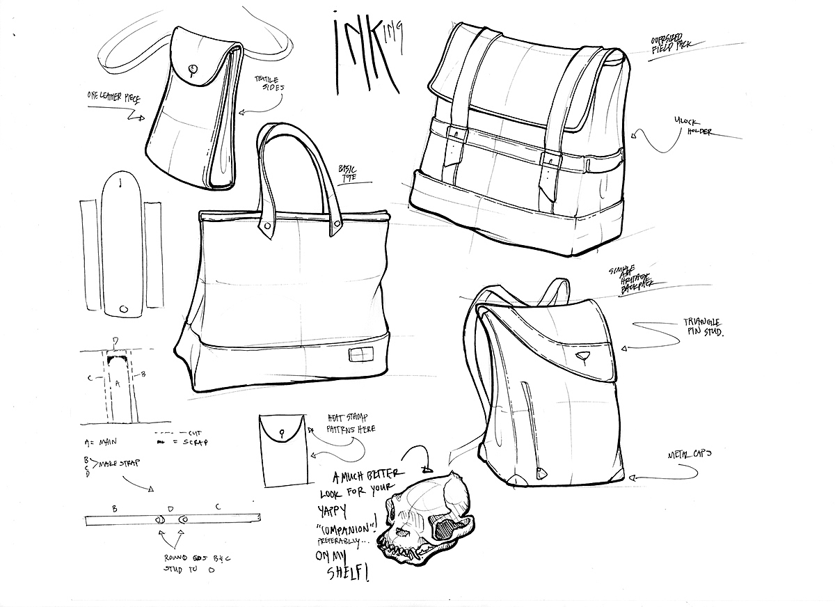 Hand drawn，knapsack，luggage and bags，