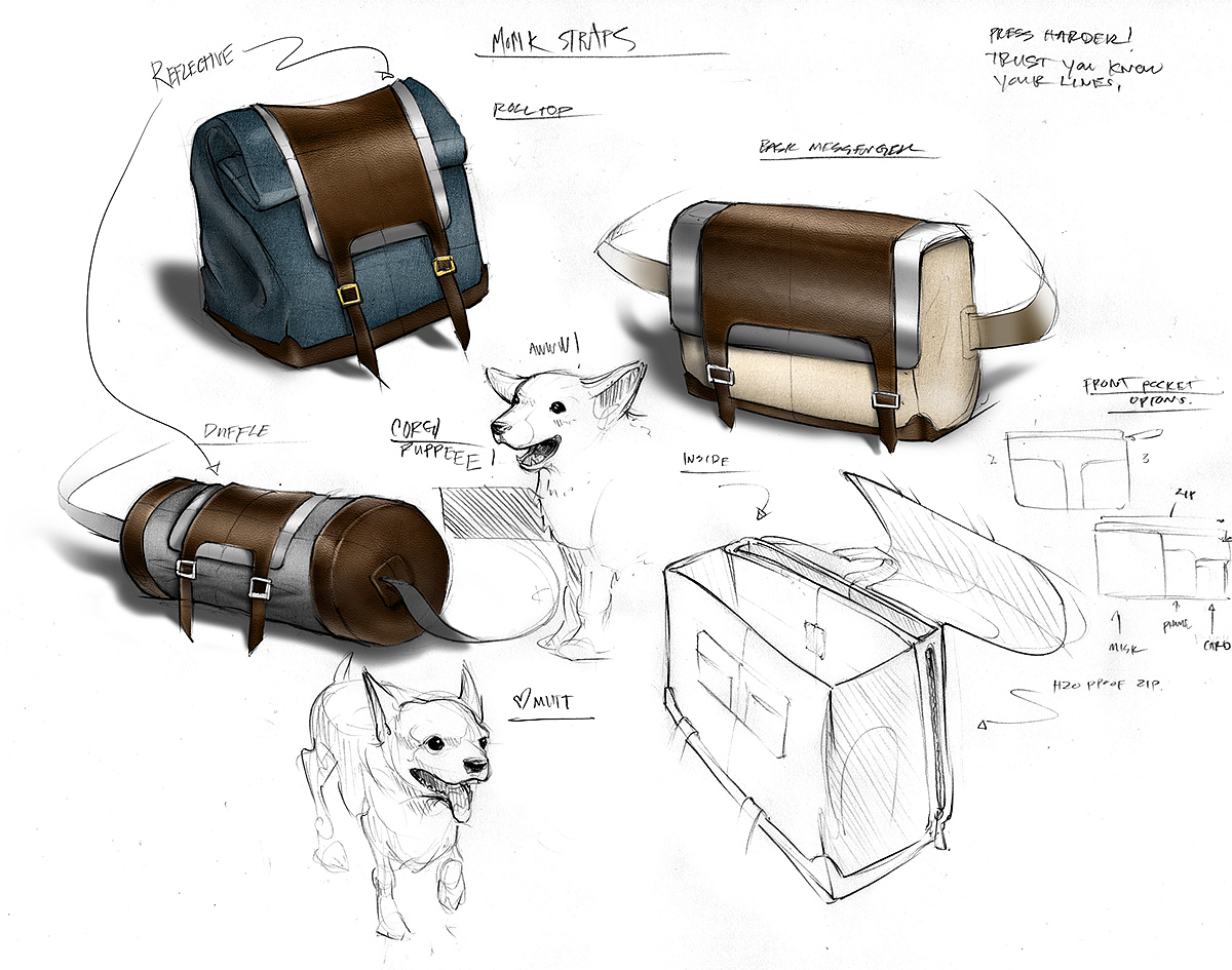 Hand drawn，knapsack，luggage and bags，