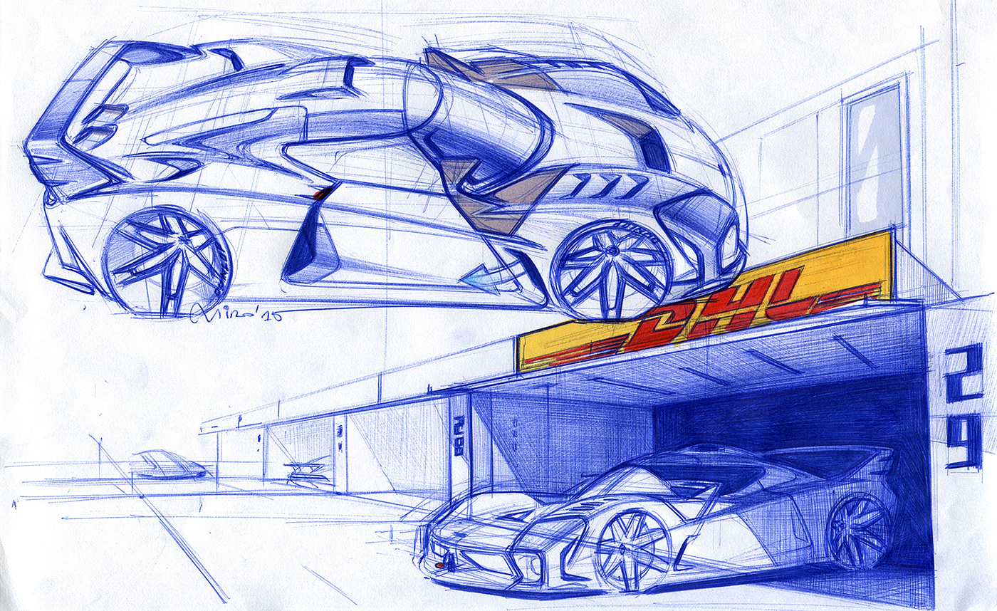 Hand drawn car，sketch，vehicle，traffic，Sports car，