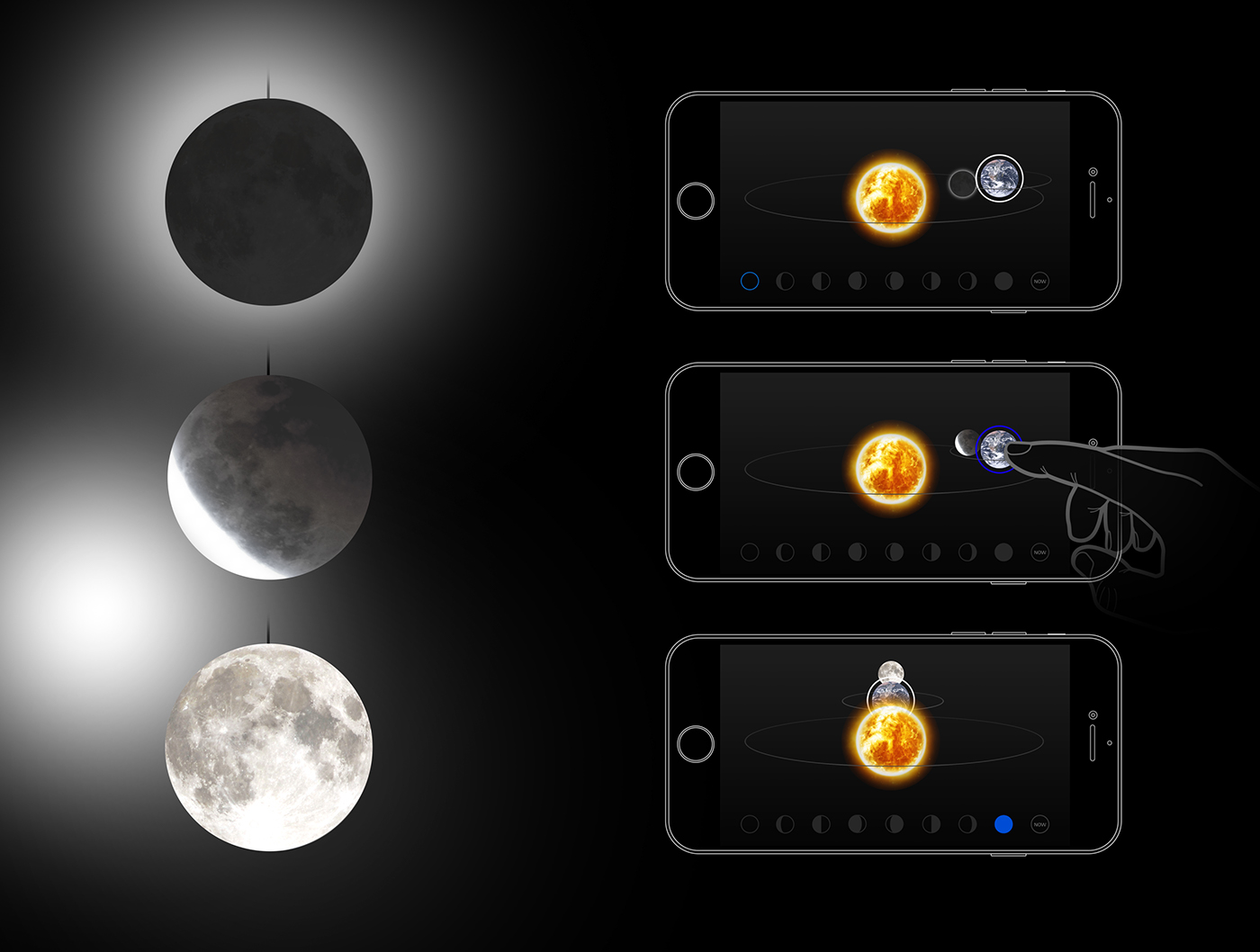 moon，translucent，Satin，MOON CYCLE LAMP，a chandelier，