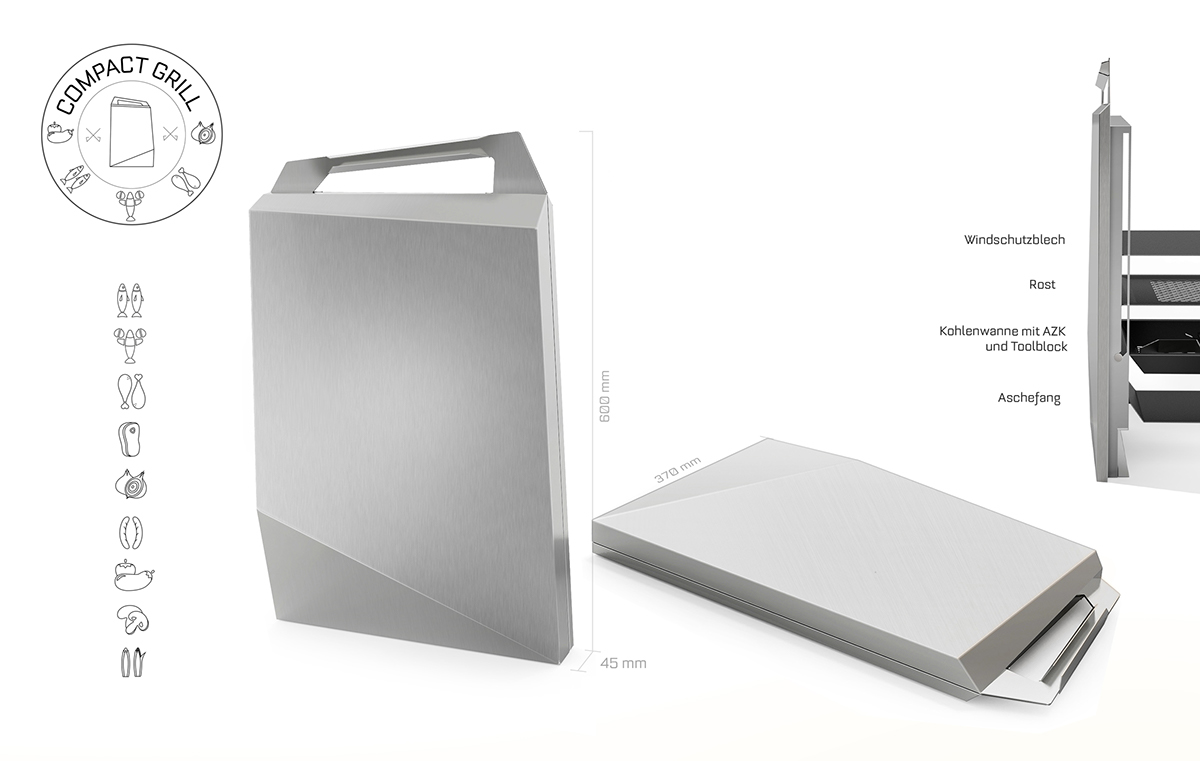 Barbecue rack，bbq，Compact Grill，Lorenz Bauer，Stainless steel white paint，