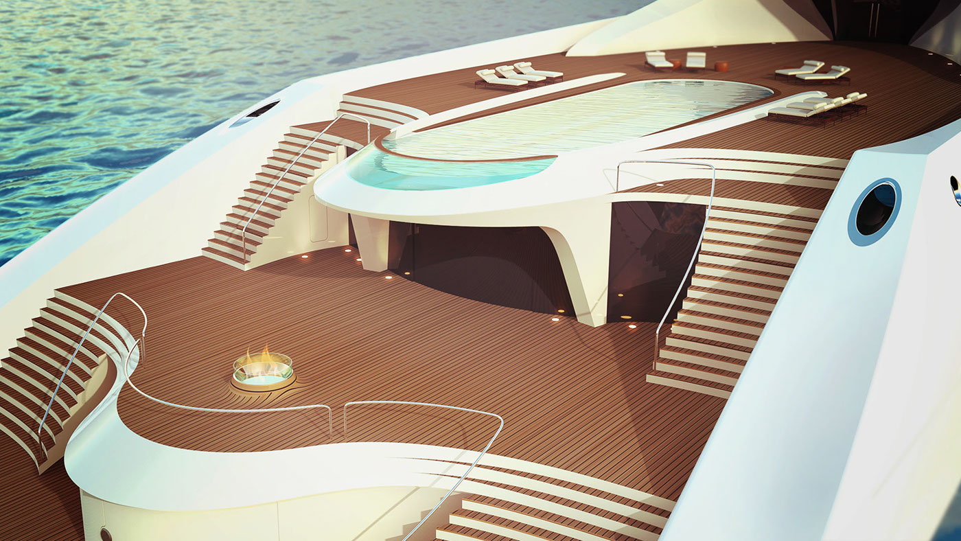 white，yacht，concept，