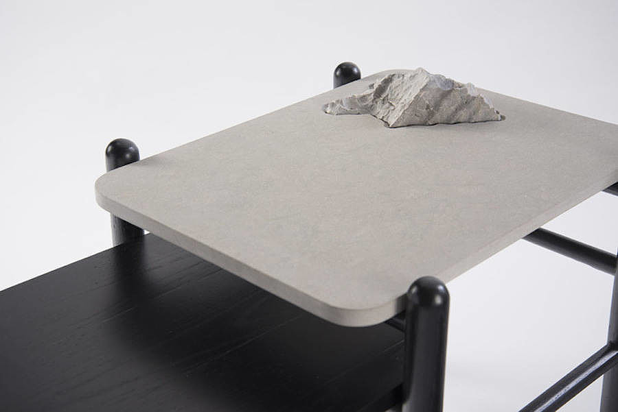 小边桌，石灰石，铜，实心橡木，地形学，