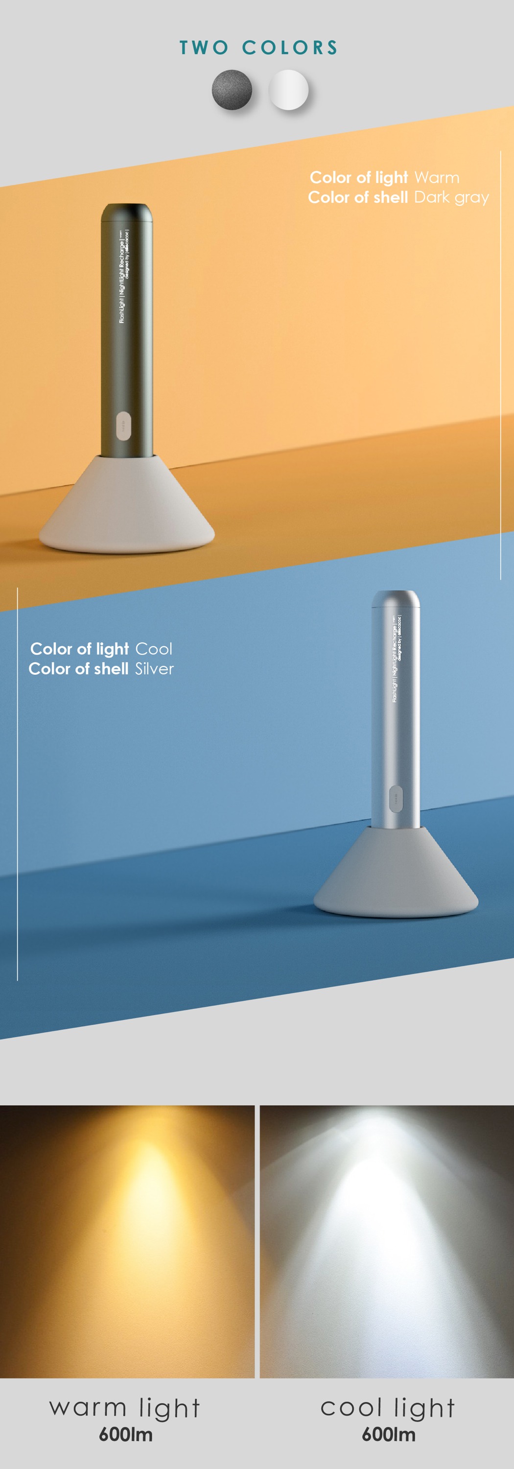 silver gray，Flashlight，Allocacoc，