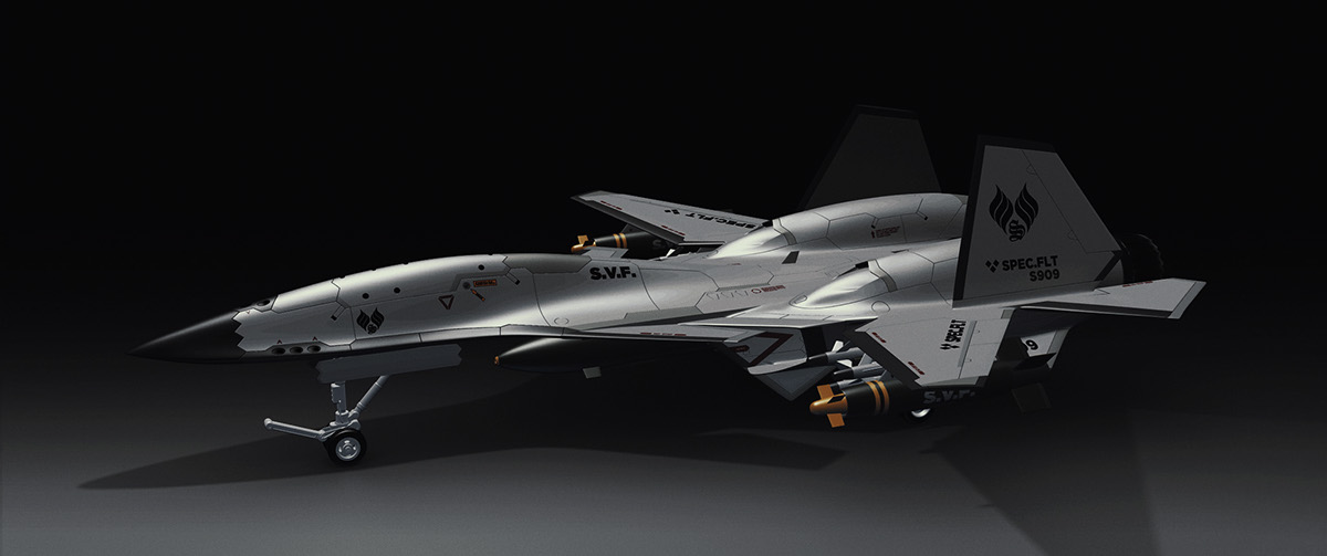 white，fighter，SVF-47 Minerva，