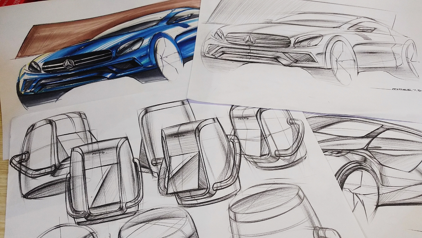 Hand drawn，Hand drawn industrial design，Hand drawn car，