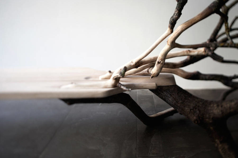 Table and stool，Log，transparent，Floating illusion，