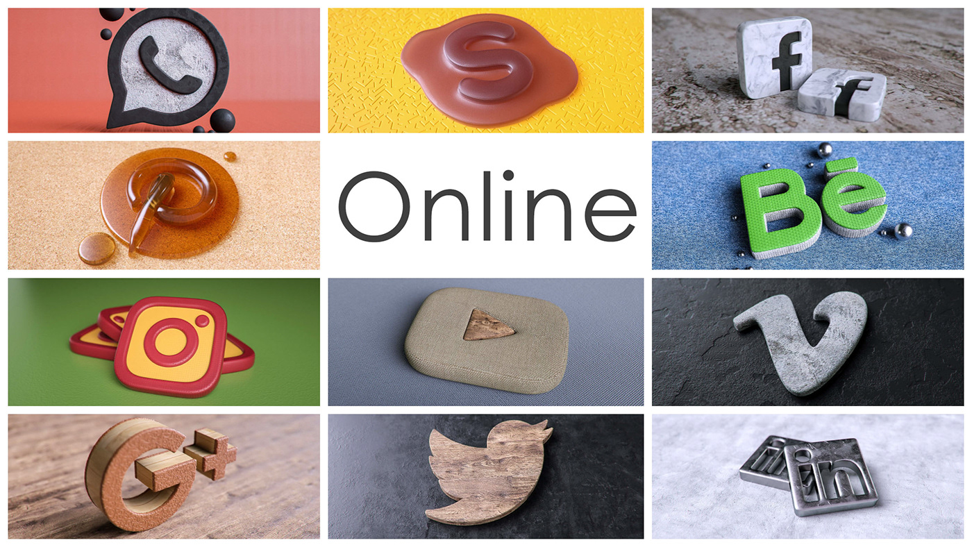 Online，Icon，3d，